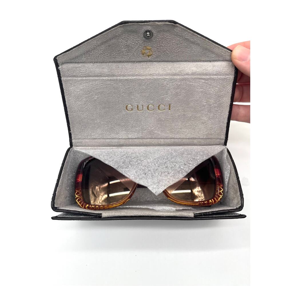GUCCI Vintage Sunglasses, Case Included, Transparent Illusion Diamond Print - Picture 3 of 11